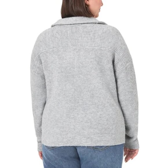 Modern Ambition Women's Merino Wool Blend Quarter Zip Sweater Gray, Size Large - Picture 2 of 16